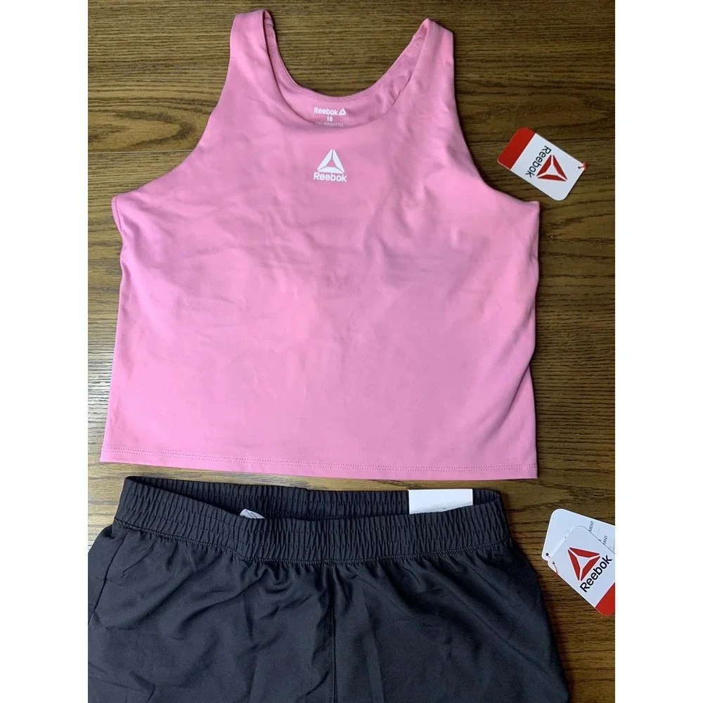 Reebok Girls Training Active Tank Top and Layered Shorts 2-Piece Set NWT